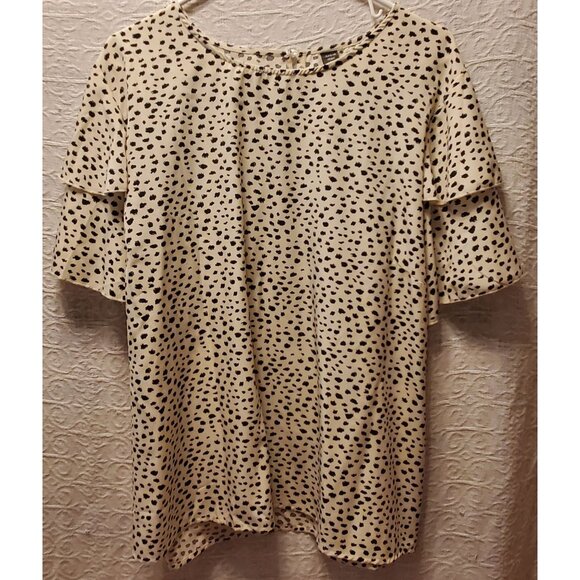 Women's 4X Satin Blouse Graceful Feminine Romantic FrillSleeve Comfort Easy Care - Picture 1 of 8